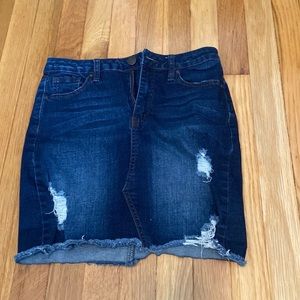 Navy Blue denim skirt.